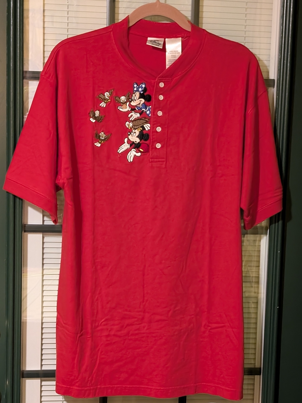 Mickey Mouse Red Short-Sleeve Henley Shirt